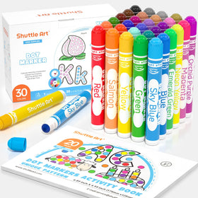 Shuttle Art dot markers in a 30-color pack for kids' art projects