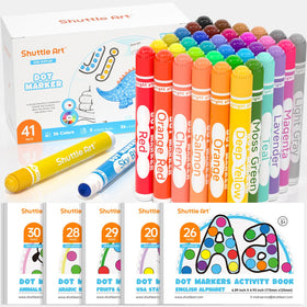 Shuttle Art dot markers 36 colors cap close-up for vibrant dot art on paper