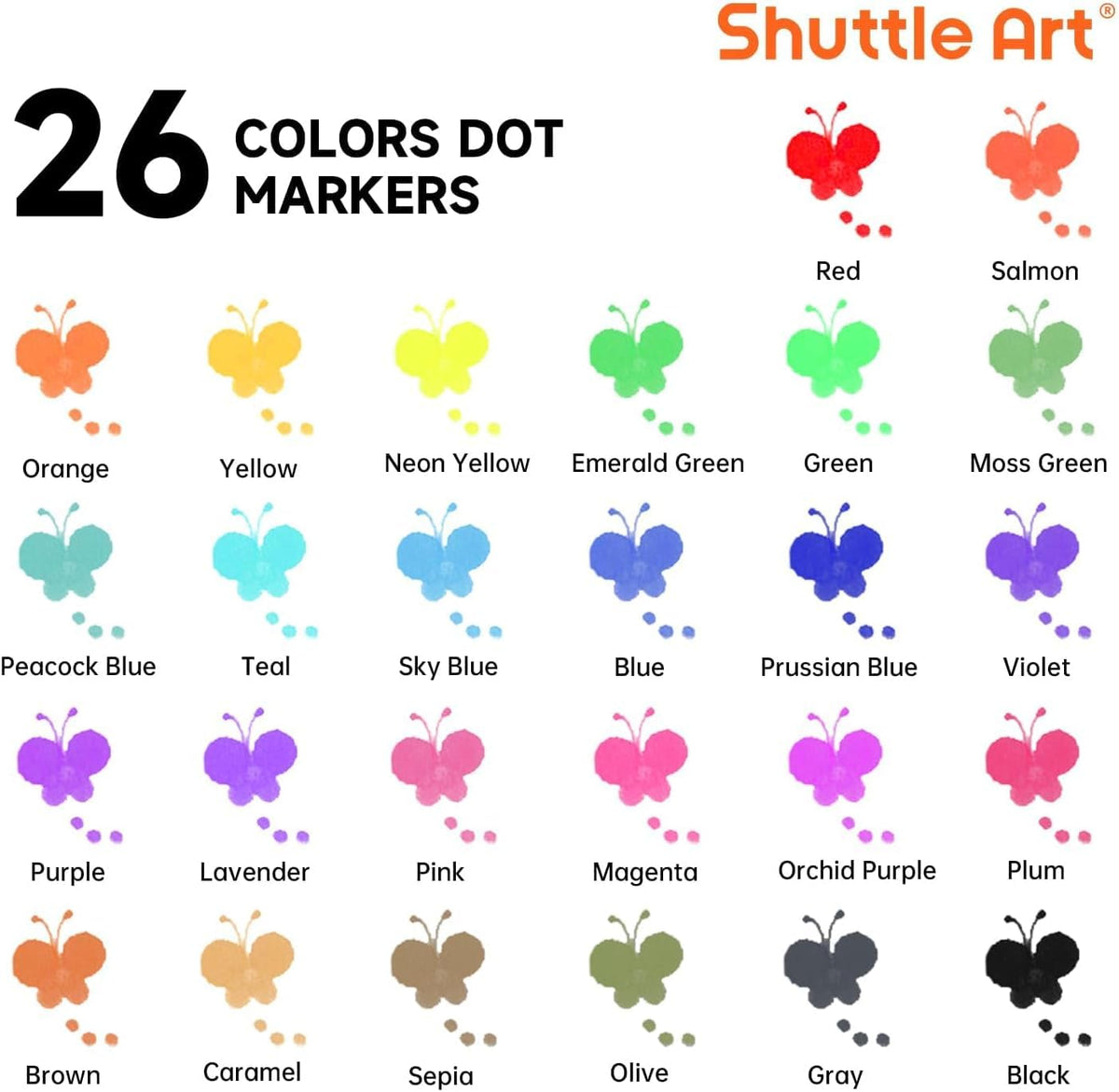 Shuttle Art dot markers with free activity book for extended coloring fun