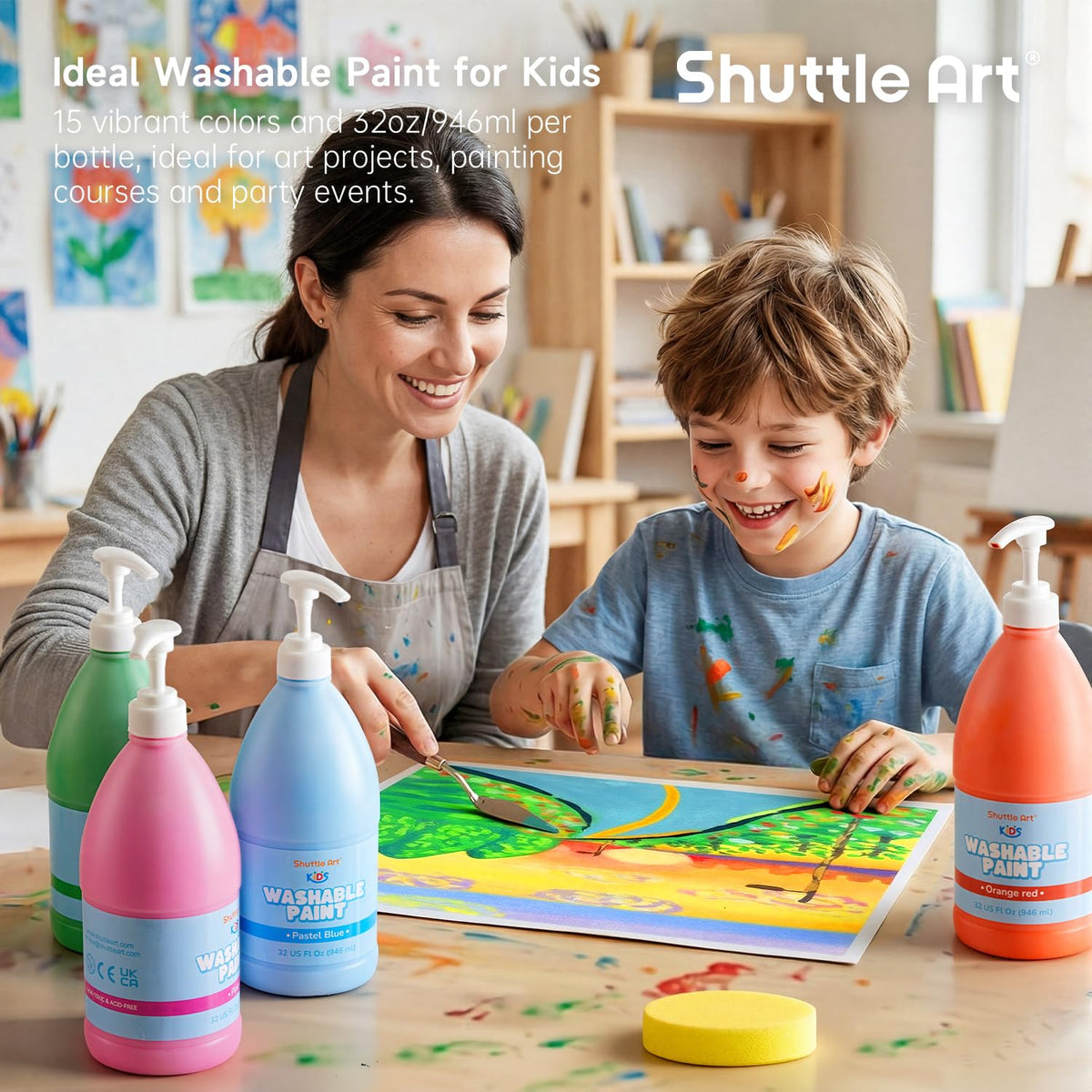 Shuttle Art multi-surface paint suitable for paper, wood, glass, and more.