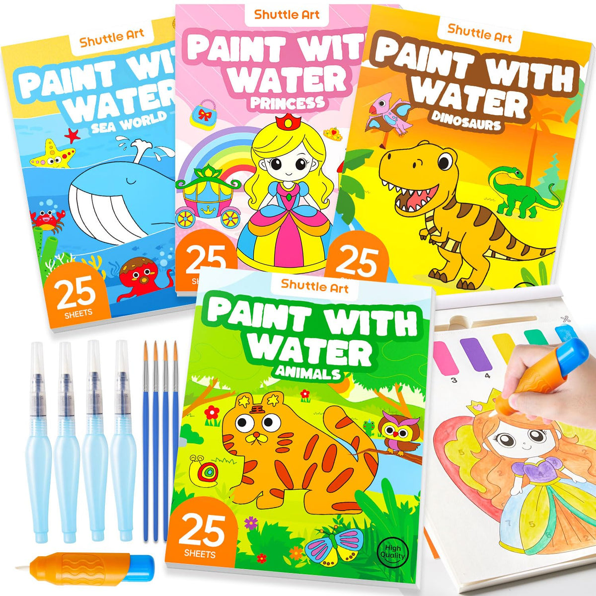 Shuttle Art Paint with Water book cover for mess-free kids painting on the go.
