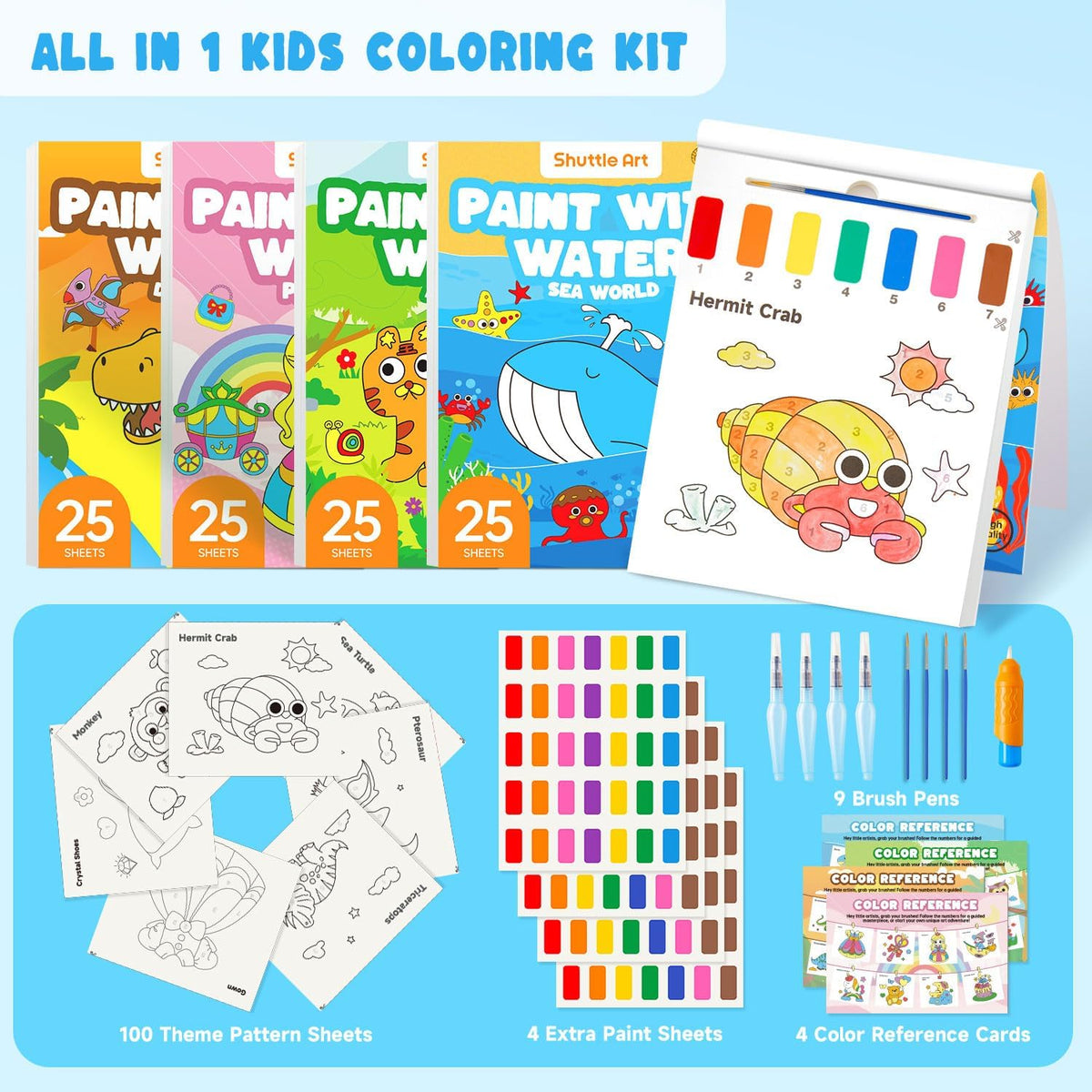 Shuttle Art Paint with Water dinosaur roars page supports fine motor coloring.