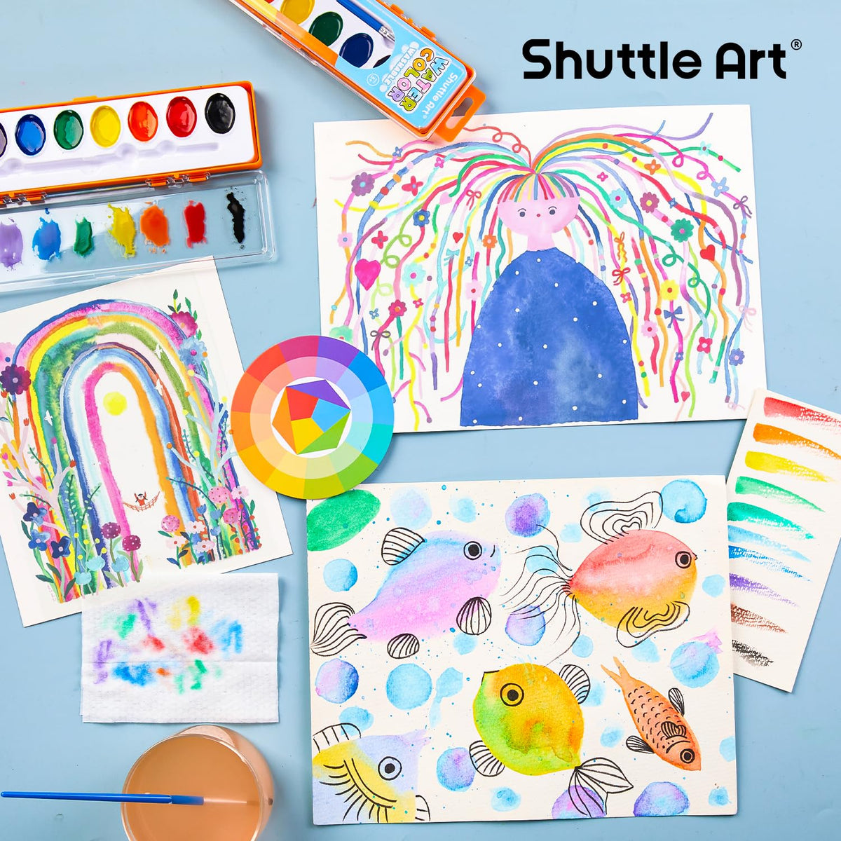 Shuttle Art palette with removable lid for easy mixing.