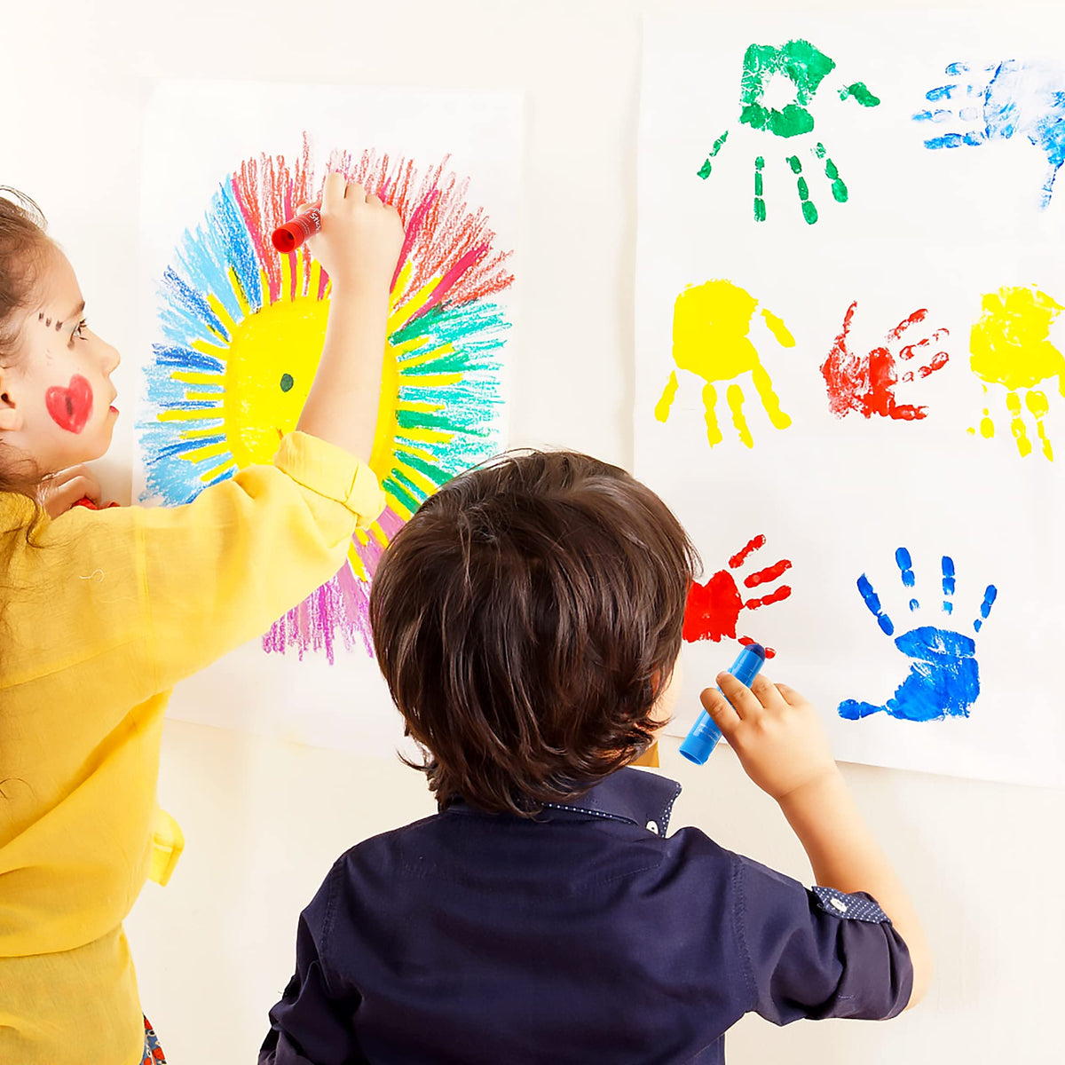 Shuttle Art tempera paint sticks offer metallic and neon finishes for standout art