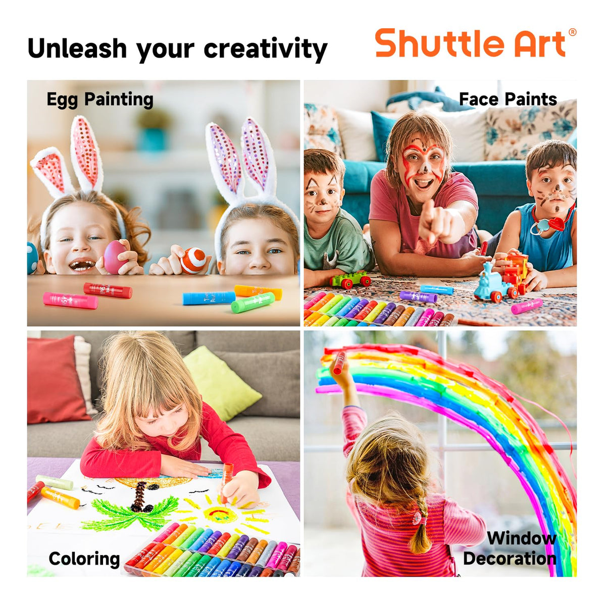 Shuttle Art tempera paint sticks non-toxic and ASTM D4236 compliant for safe crafts