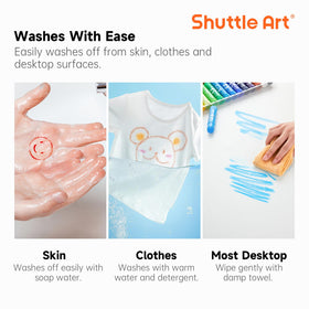 Shuttle Art tempera paint sticks washable with soap and water for easy cleanup