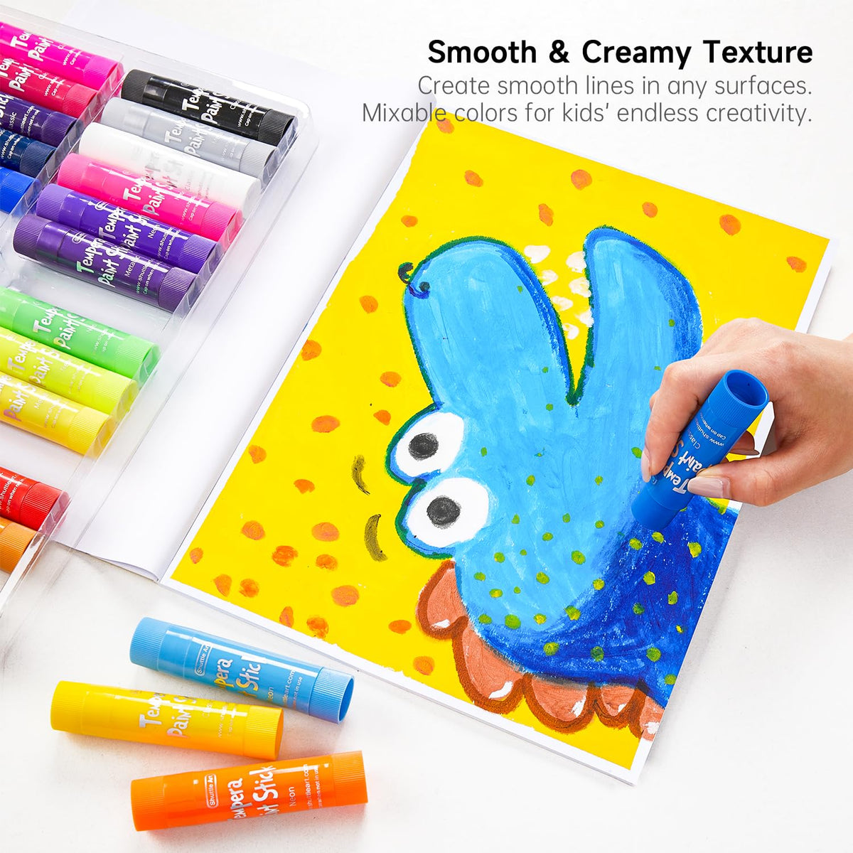 Shuttle Art tempera paint sticks dry quickly for mess-free projects