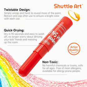 Shuttle Art tempera paint sticks are washable for easy cleanup