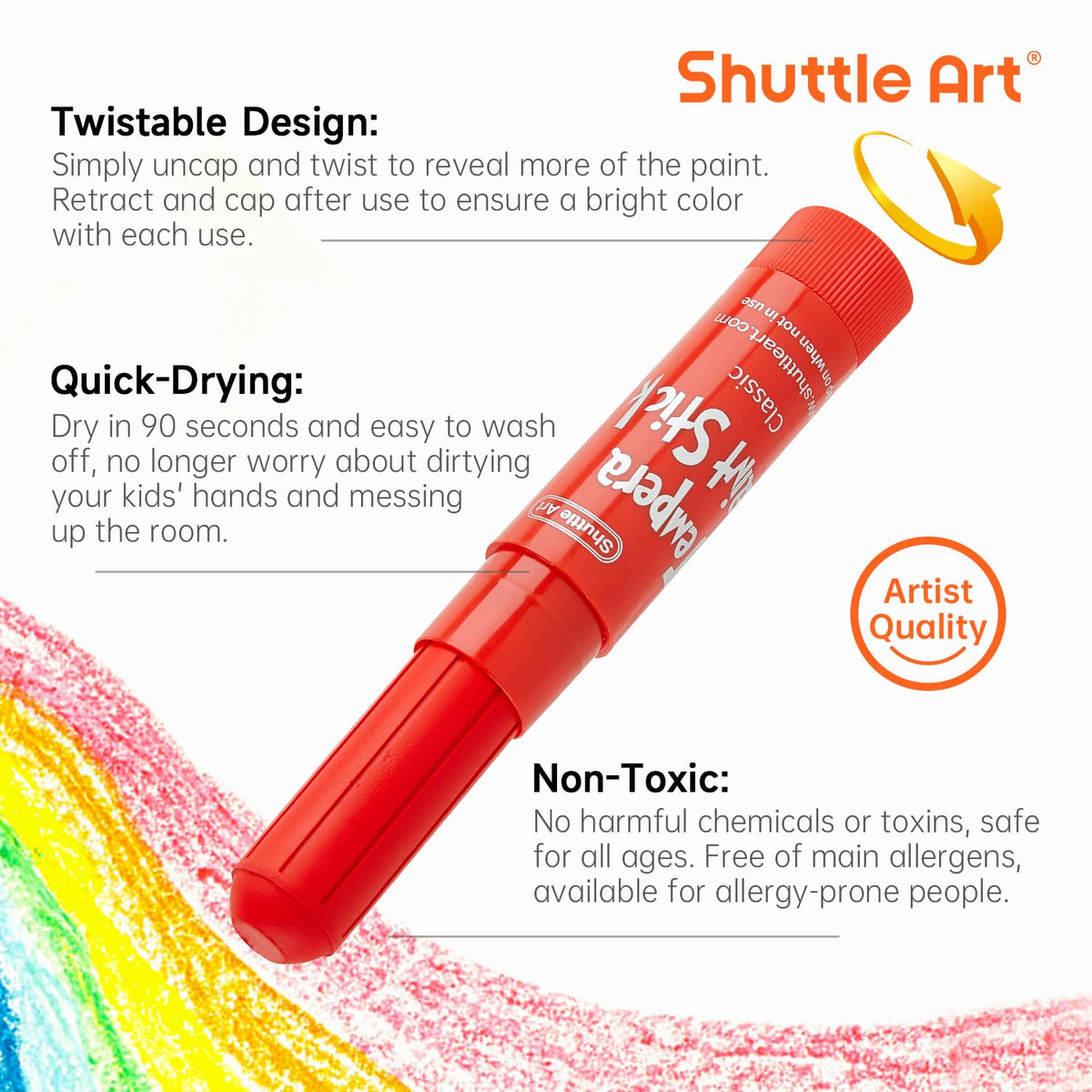 Shuttle Art tempera paint sticks bright classics offer bold, vivid colors for everyday art.