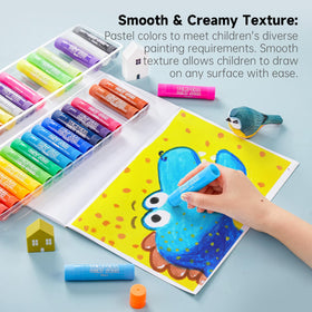 Shuttle Art Tempera Paint Sticks metallic colors add shimmering accents.