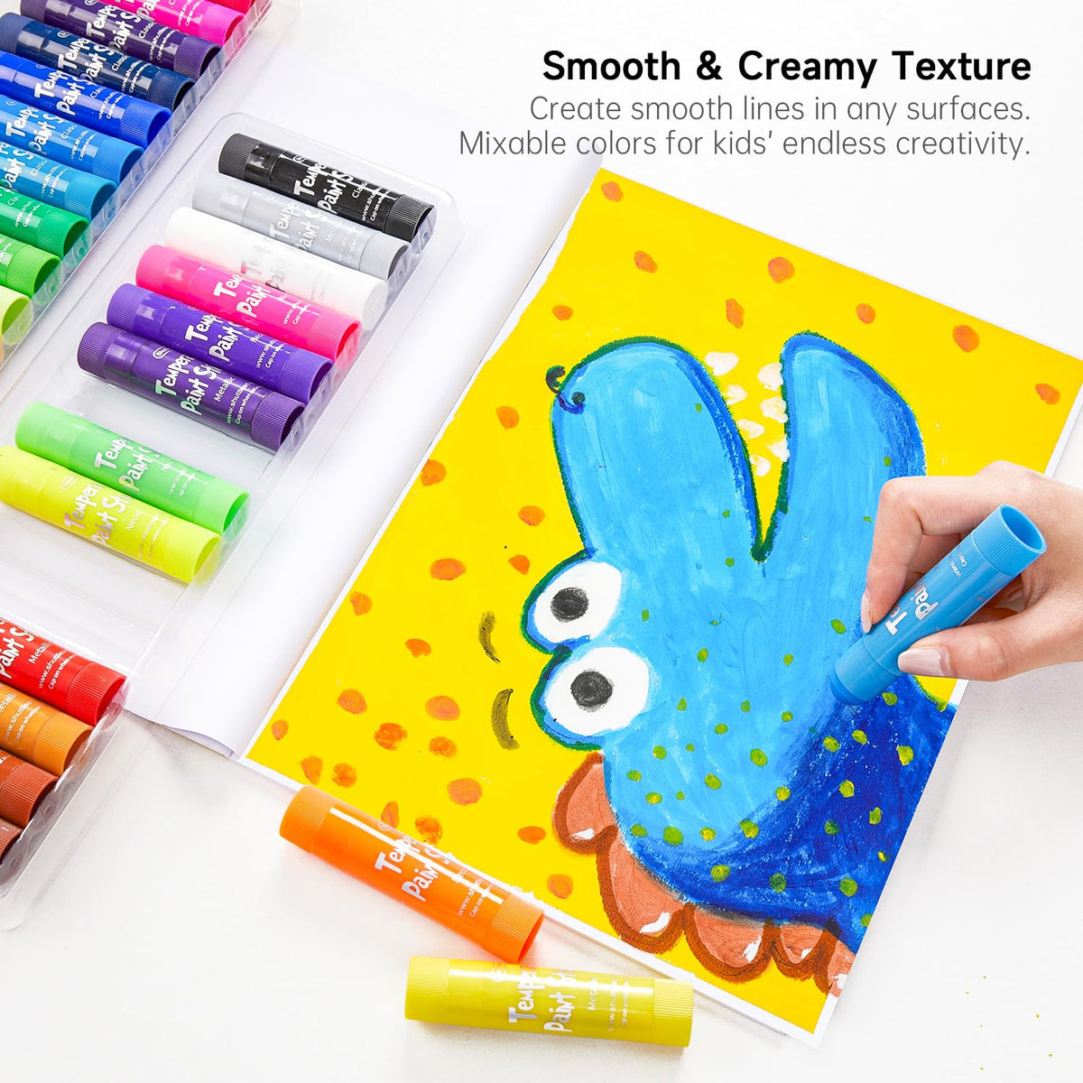 Shuttle Art tempera paint sticks metallic colors give shiny accents for impact projects.