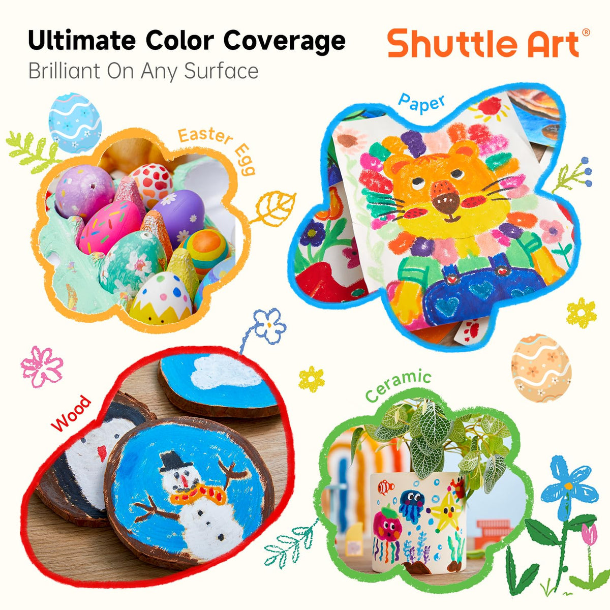 Shuttle Art Tempera Paint Sticks neon hues for bold, vibrant effects.
