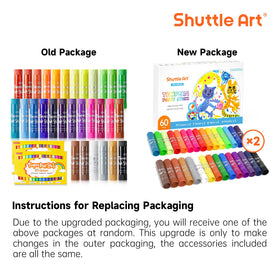 Shuttle Art tempera paint sticks suitable for paper, wood, glass, and more surfaces.