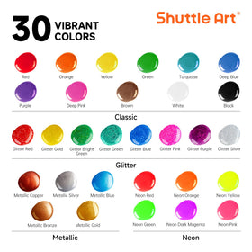 Shuttle Art tempera paints glitter neon colors for fun projects.