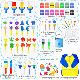 Shuttle Art brushes and sponges offer varied textures for creative kid projects.