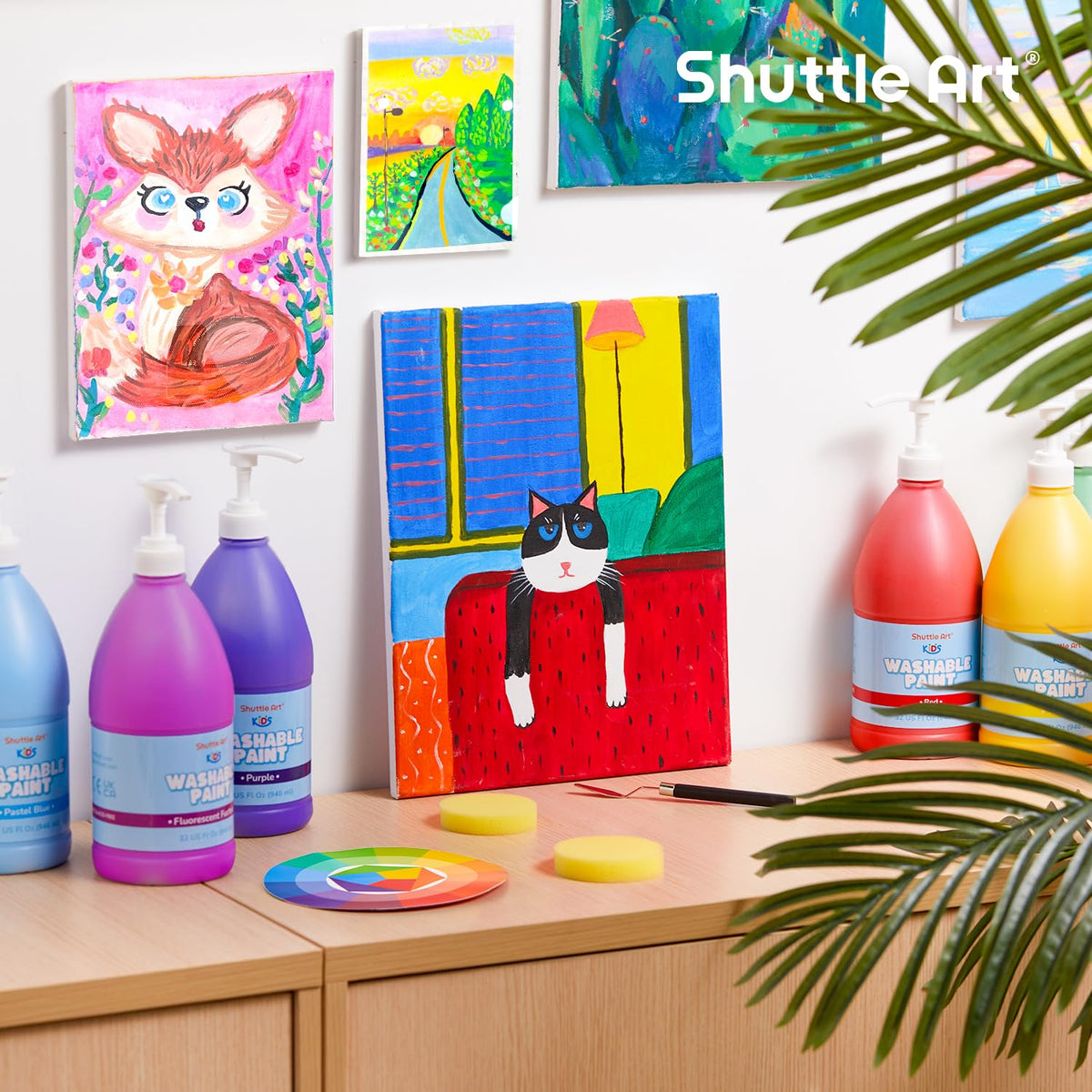 Shuttle Art washable paint cleans from skin and fabrics with soap.