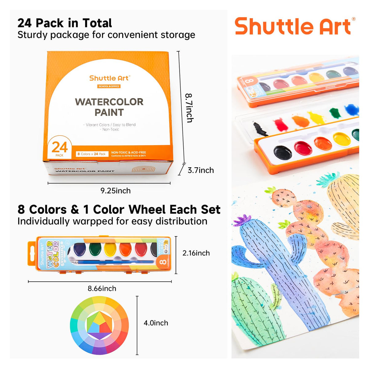 Shuttle Art washable watercolors offer easy clean-up after use.