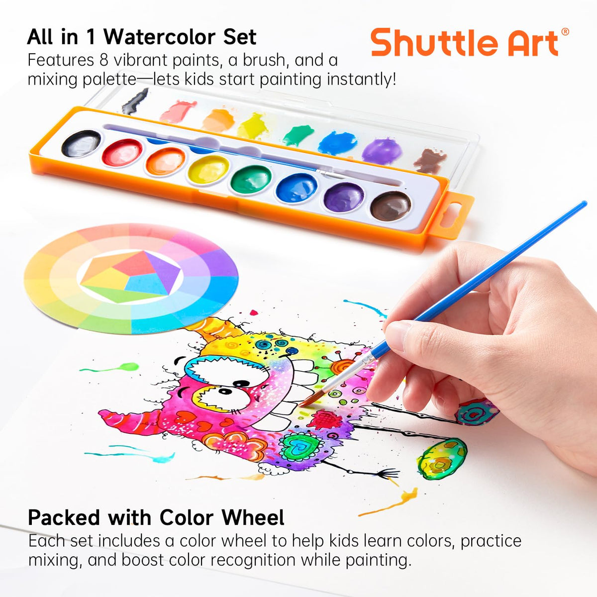 Shuttle Art brush inside case, a convenient all-in-one art kit.