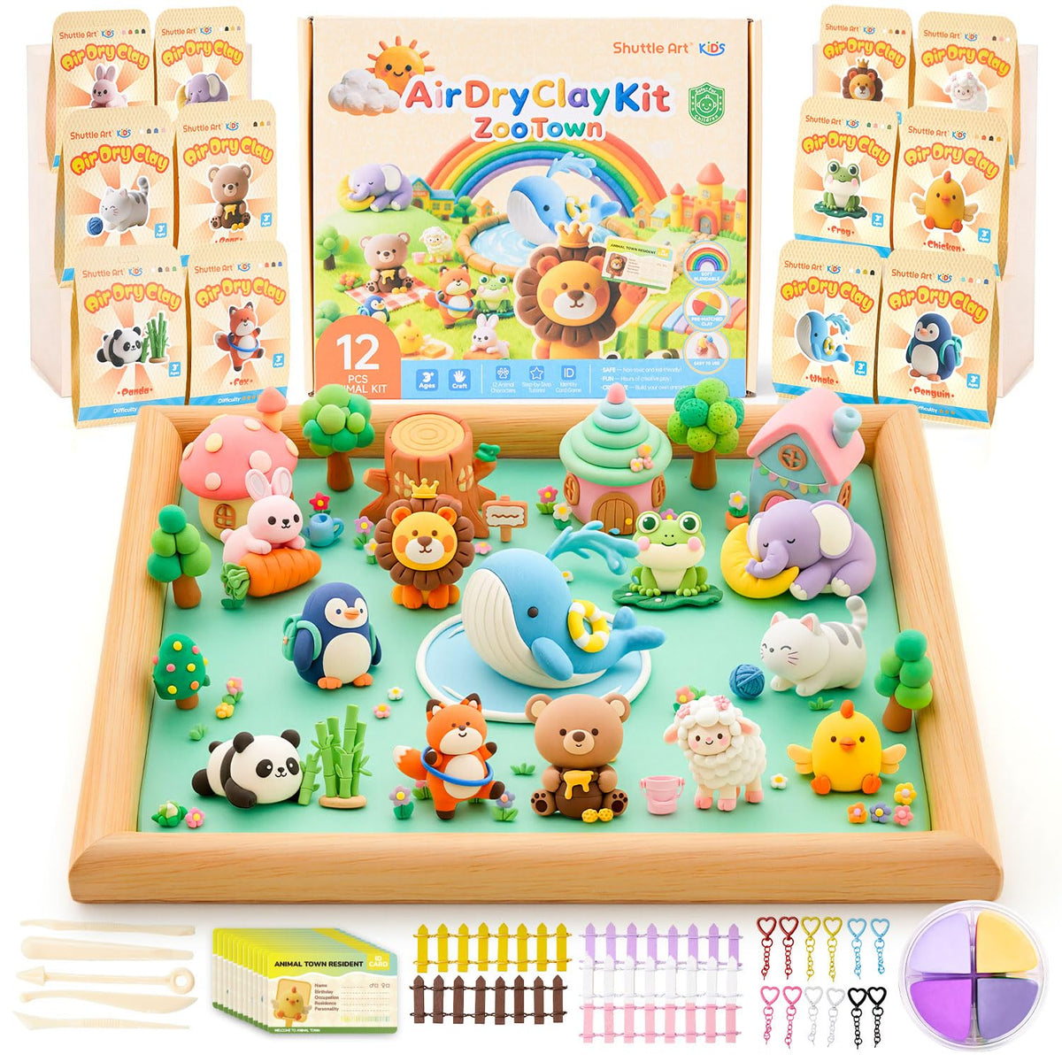 Shuttle Art Zoo Town box contents spark creative play