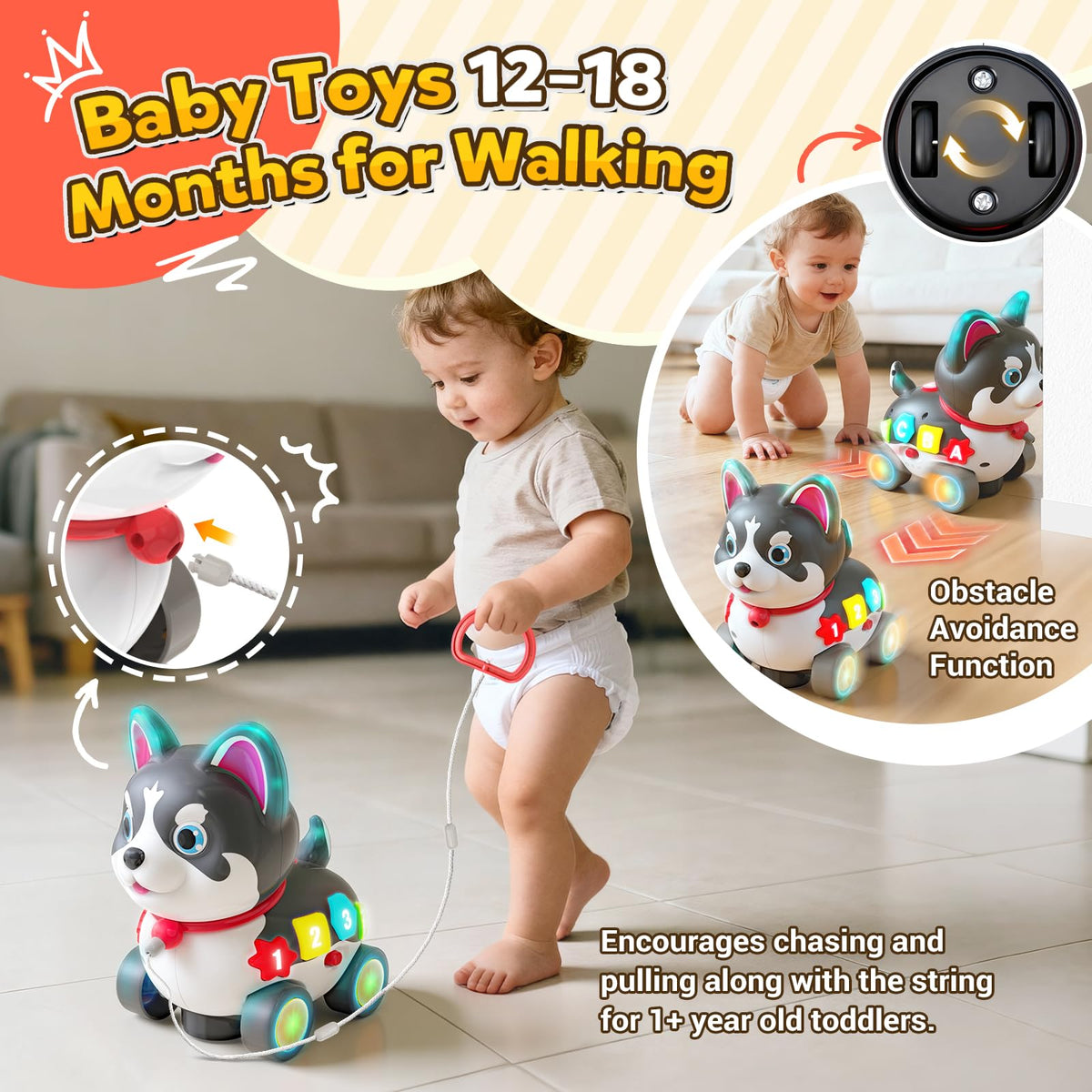 SHXYKZ musical puppy toy in crawling mode encouraging tummy time movement