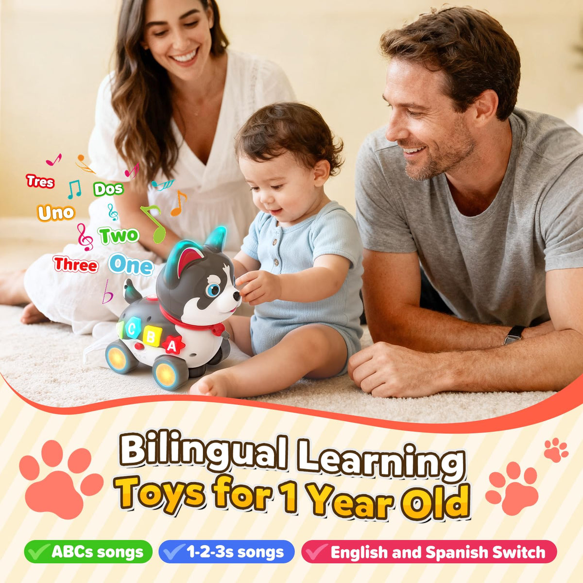 SHXYKZ musical puppy toy in walking mode assisting toddler practice