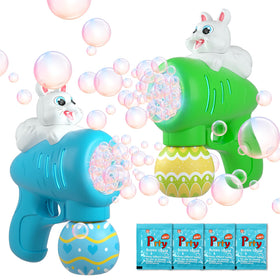 ShyLizard Easter bubble machine in green and blue for outdoor play and festive fun.
