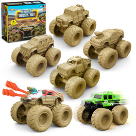 ShyLizard Monster Truck 4-pack with wash-reveal mud finish and bold colors.