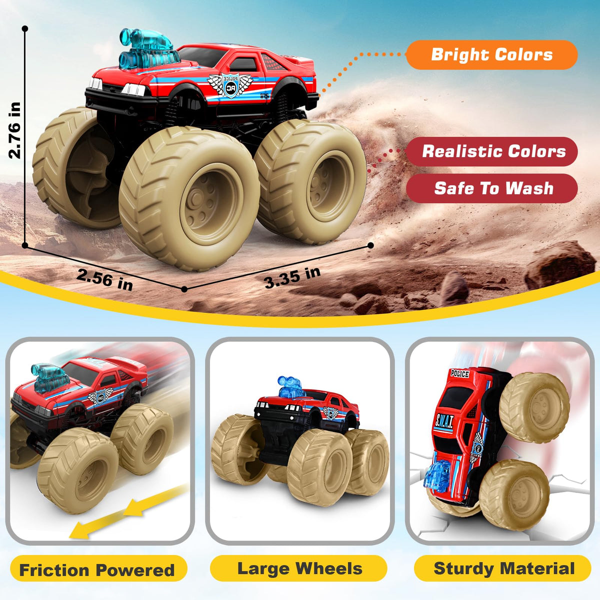 ShyLizard monster trucks showcase detailed designs revealed by water wash.