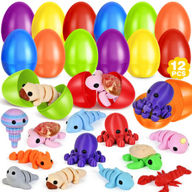 ShyLizard 12-piece prefilled Easter eggs with 3D animals for exciting egg hunts.