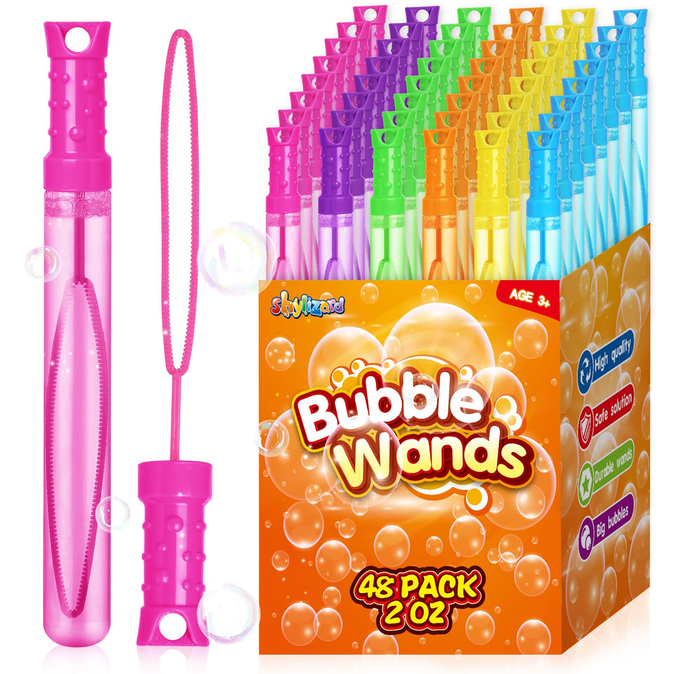 ShyLizard 48-pack bubble wands in assorted colors for vibrant outdoor play