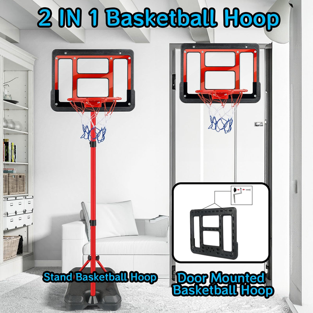 ShyLizard adjustable height kids hoop showing growing play