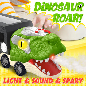 ShyLizard flip-up head design releases cars from the mouth.