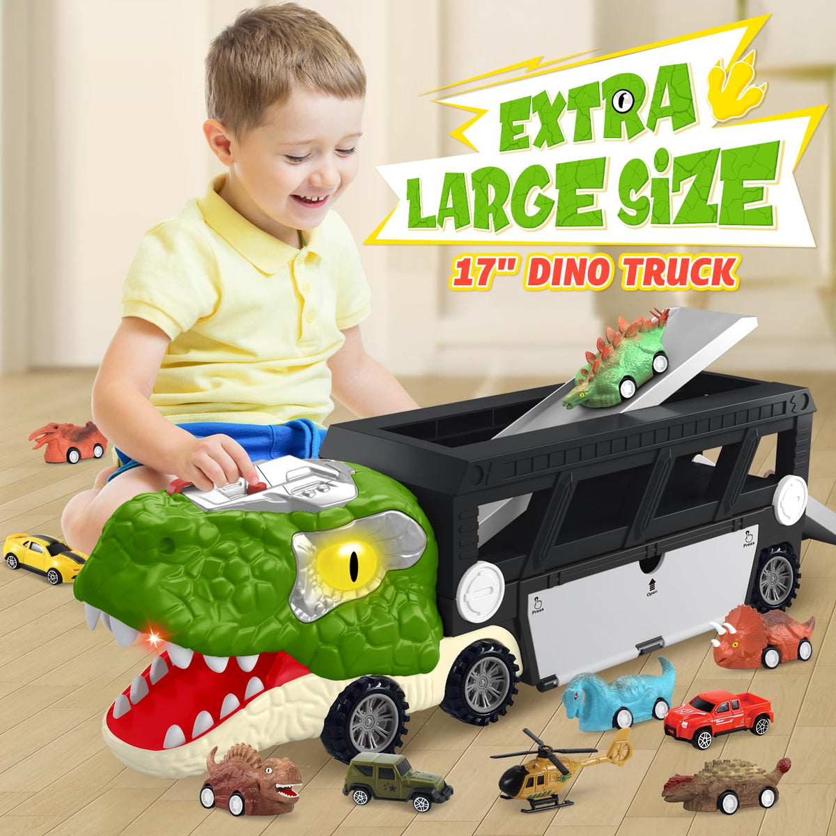ShyLizard truck has light-up eyes for engaging nighttime play sessions.