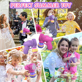 ShyLizard bubble machine shown indoors and outdoors for Easter activities