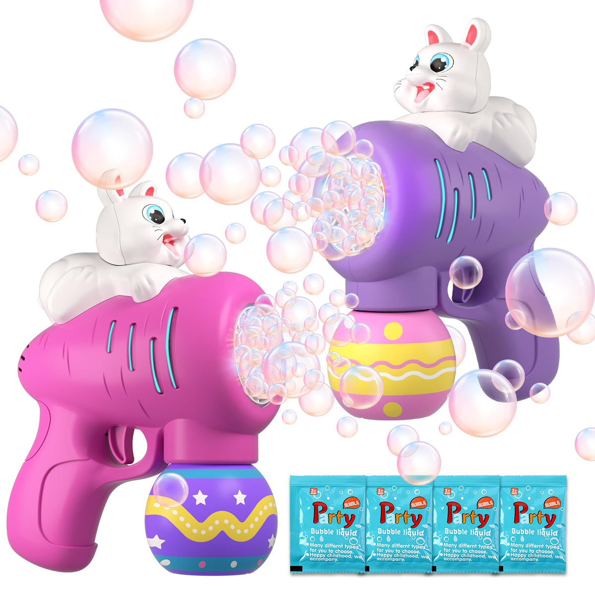 ShyLizard Easter bubble machine in pink and purple for outdoor play with lights
