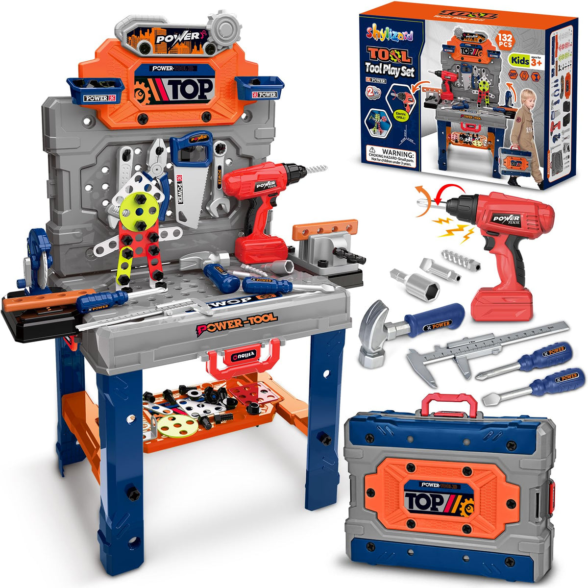 ShyLizard tool bench: realistic tool station for imaginative play and fine motor skill practice.