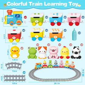 ShyLizard learning train barn cars 1-6 show colors and numbers for early math.