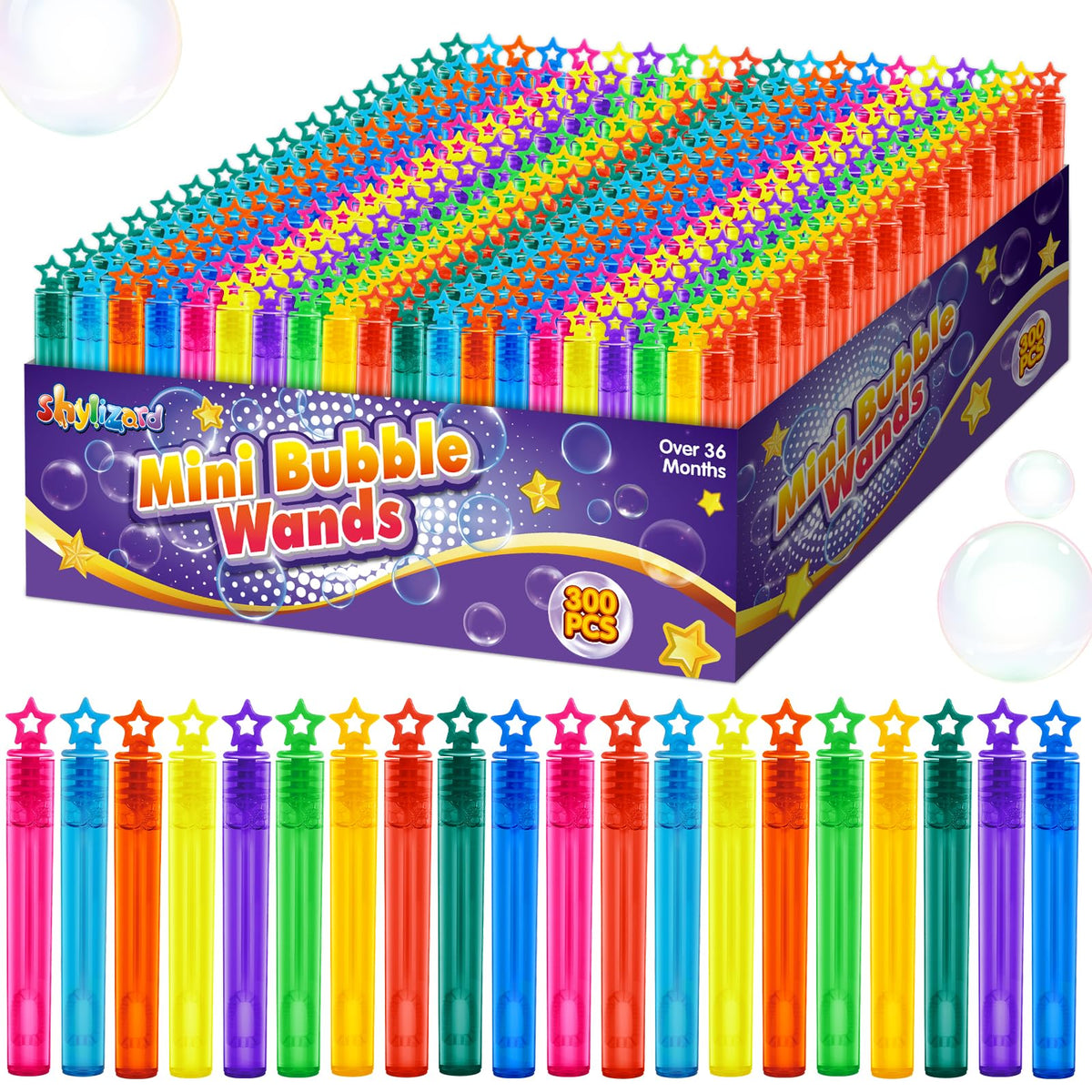 ShyLizard mini bubble wands with red star handles for lively outdoor play.