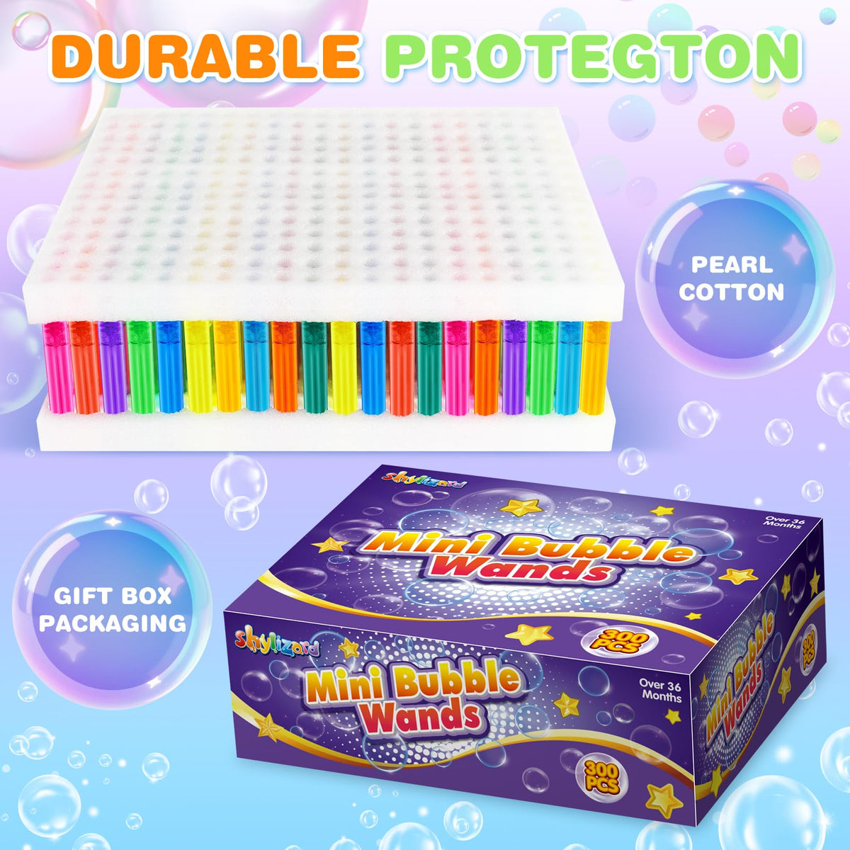 ShyLizard mini bubble wands feature a safe non-toxic formula for worry-free use.