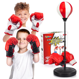 ShyLizard kids punching bag with adjustable stand for versatile indoor play