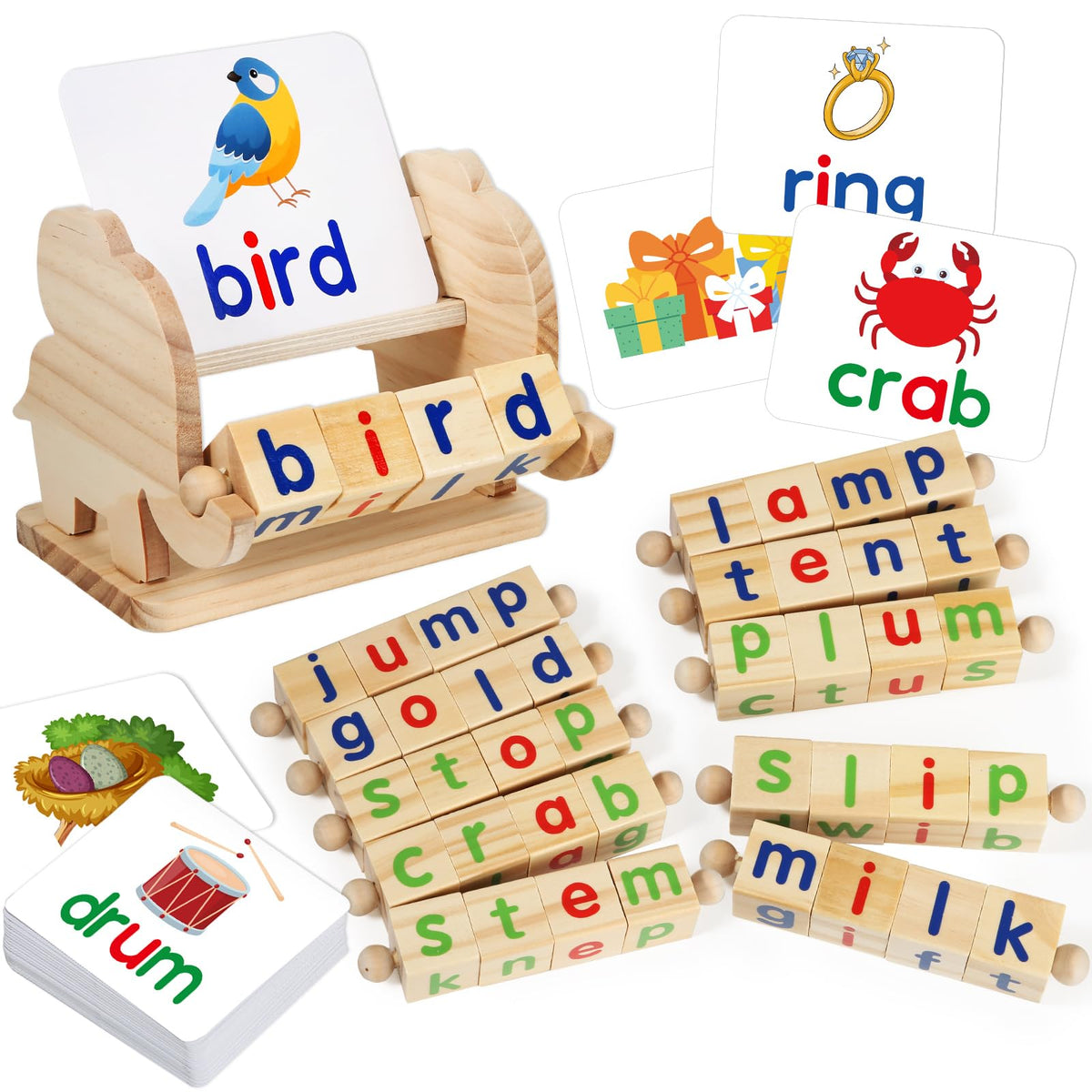 ShyLizard reading blocks with elephant tray for early literacy practice