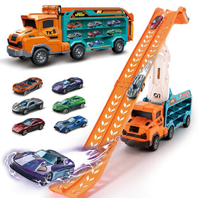 ShyLizard foldable-track car carrier truck boosts quick setup and storage.