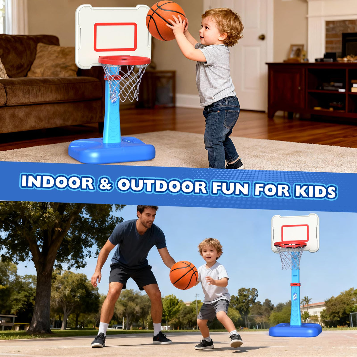 ShyLizard hoop base filled with water or sand for stability during active play.