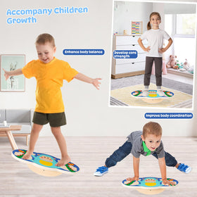 Siairo Wobble Board top view shows a smooth surface and safety-friendly edges.