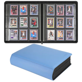 Sibonic 9-pocket TopLoader binder blue front view shows high-capacity card storage for collectors.
