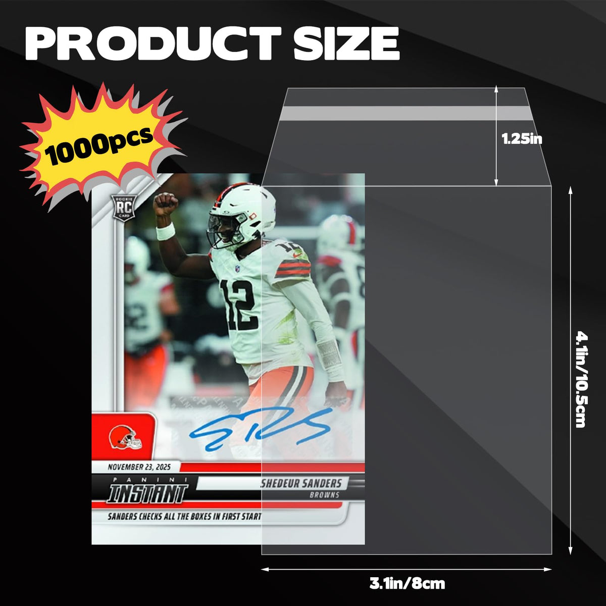 Sibosen penny sleeve toploader shows snug fit and clear view for sports cards