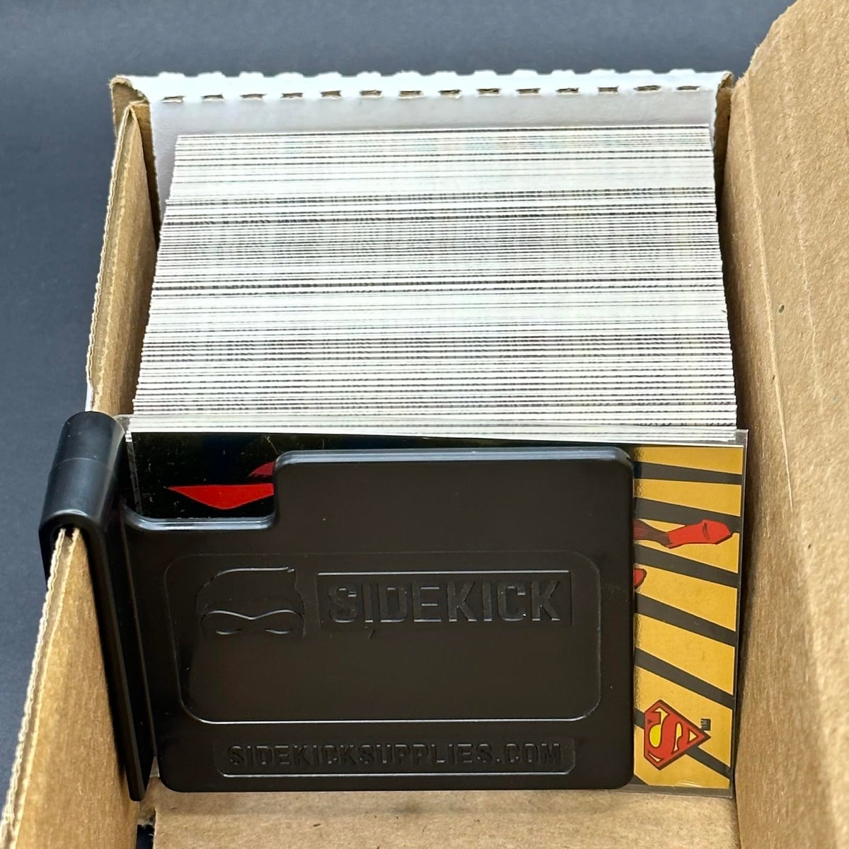 SIDEKICK Mini Card Box Divider supports raw cards, loaders, and slabs.