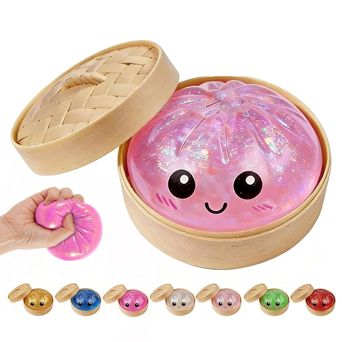 SideOnes Glitter Dumpling Squishy with sparkly texture for calming sensory relief