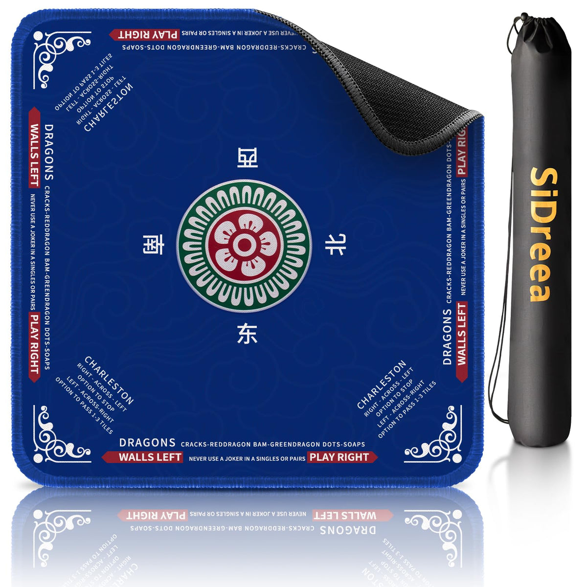 SiDreea Mahjong Mat on a table showing spacious 32.4” x 32.4” surface for family games.