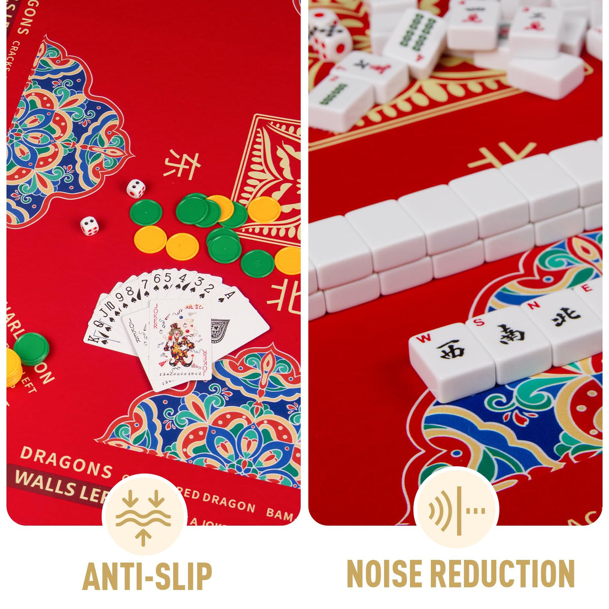 SiDreea Mahjong Mat textured backing provides stable, non-slip support during play.